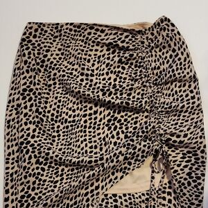 Sadie & Sage Spotted Black and Tan Midi Skirt